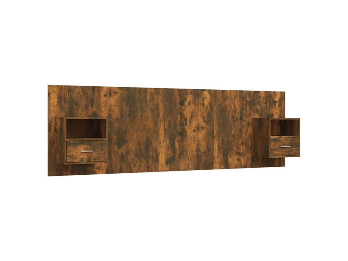 Cabeceira de cama com roupeiros em madeira de carvalho defumado, modelo exclusivo da Maison.