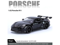 Miniatura de Carro Esportivo em Escala 1:32, Porsche 911 Gt3 Rs, com Efeitos de Som e Luz. MDUG (preto)