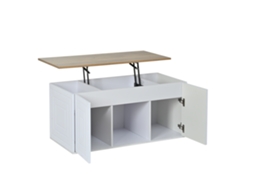 Mesa de Centro Ajustável Moderna para Sala de Estar,46x95 Cm,com Armário e Design Elegante em Madeira Natural PAPRIKA SHOP