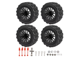 Mali 4pcs Pneus Rc 12mm Hex para Caminhão Off Road Short Course 1/10 Traxxas Slash Preto