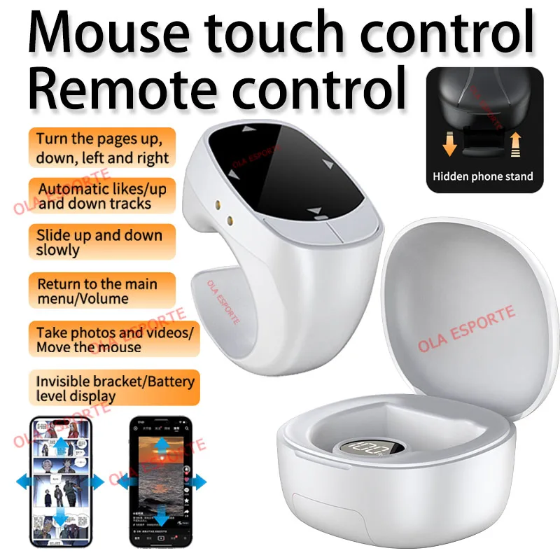 (prateado) Controle Remoto Em Anel, Bluetooth Sem Fio, Mouse Para Selfie, Navegador Com Virada Automática De Páginas De Vídeo