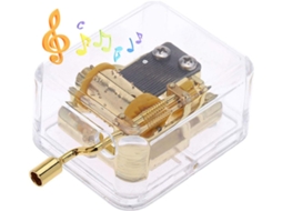 Caixa de Música Manual em Acrílico Transparente Dourado com Manivela para Mãe/Pai/Filha AQUAFORGE