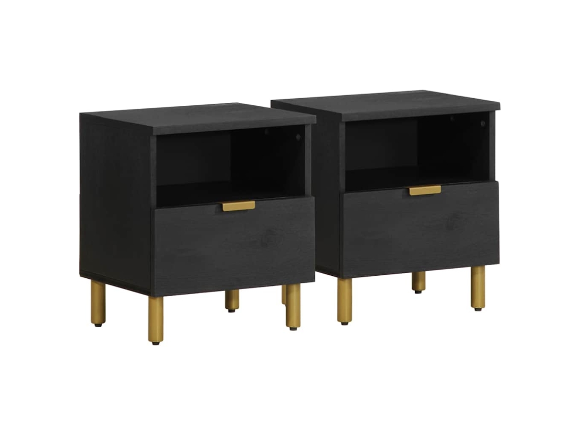 Bedside Cabinet, Bedside Cabinets Vidaxl Preto Madeira Processada (n/a)
