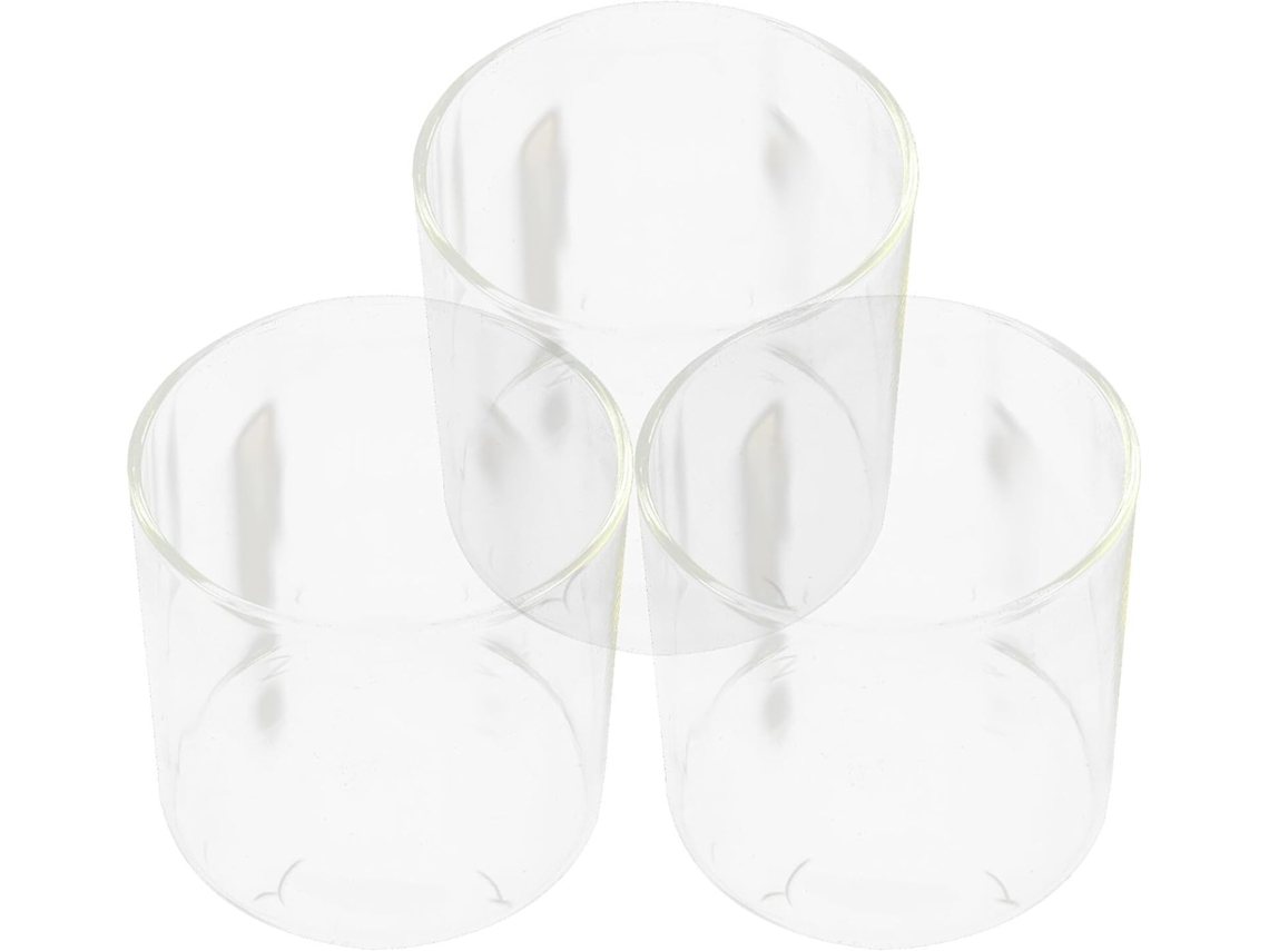 Conjunto De 3 Vasos Cilíndricos De Vidro Transparente, 10x10 Cm, Para Hidroponia, Arranjos Florais E