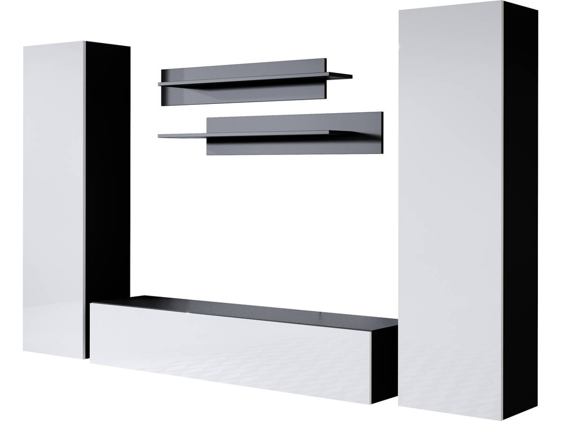 Conjunto de Móveis de TV Luke 7D MÓVEIS BONITOS (Preto e Branco - 260x40x165 cm)