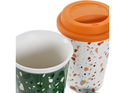 Caneca Dkd Home Decor Terrazo Silicone Porcelana 400 Ml 4 Pcs