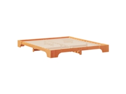Conjunto 1 Estrutura Da Cama Vidaxl Castanho Madeira De Pinho Maciça (200 X 210 Cm)