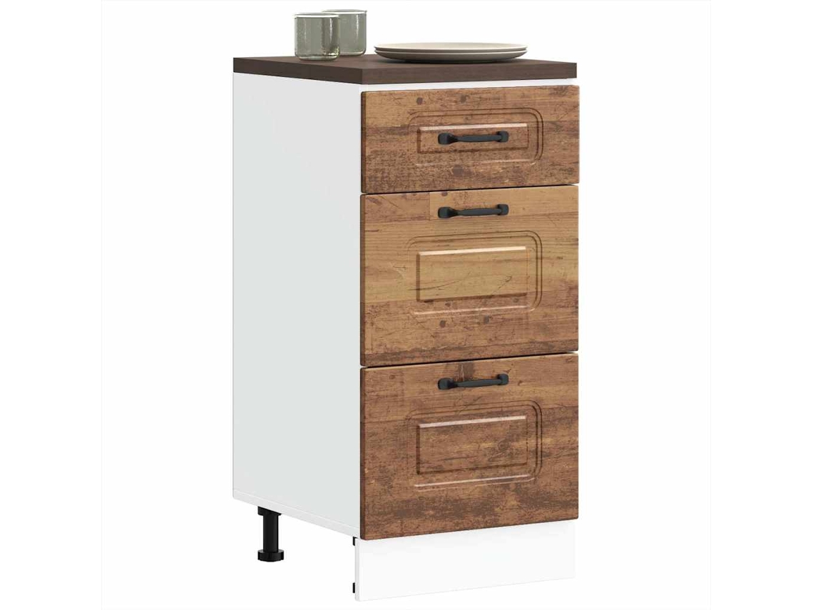 Vidaxl Armário Cozinha Baixo Kalmar Madeira Artificial Madeira Velha