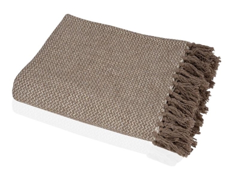 Manta RICARDO&VAZ de Algodão Bege e Castanho — Algodão