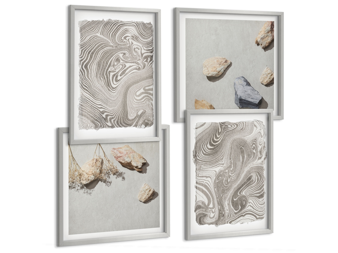 Composição De Quadros Formas Modernas De Abstração Espelharte (4 Peças)