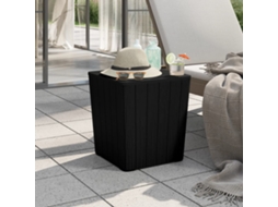Vidaxl Mesa De Jardim Com Tampa Removível Polipropileno Preto