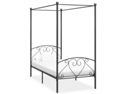 Vidaxl Estrutura De Cama Com Dossel 120x200 Cm Metal Cinzento