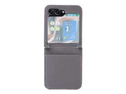 Capa Para Celular Com Compartimento Para Cartão Sim, Capa De Couro De Peça Única Com Estampa De Lichia.samsung Z Flip 5 Cinza