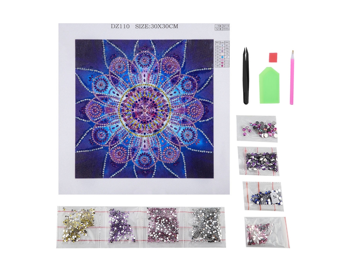 Pintura de Diamante Baok - Mandala de Flor Feita à Mão com Strass e Efeito Estéreo