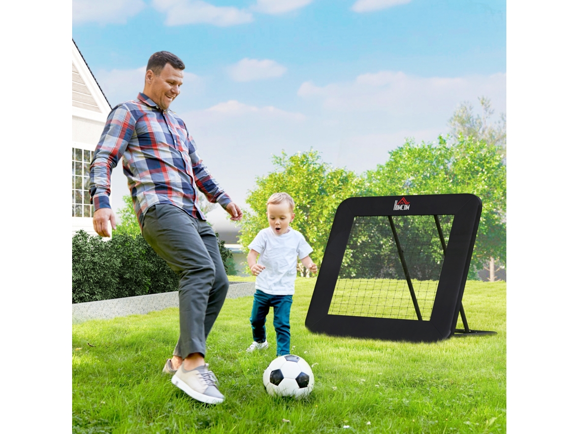 Rede De Rebote Dobrável Com 4 Ângulos Ajustáveis Para Treinamento Futebol Beisebol 128x118x108-120cm Preto