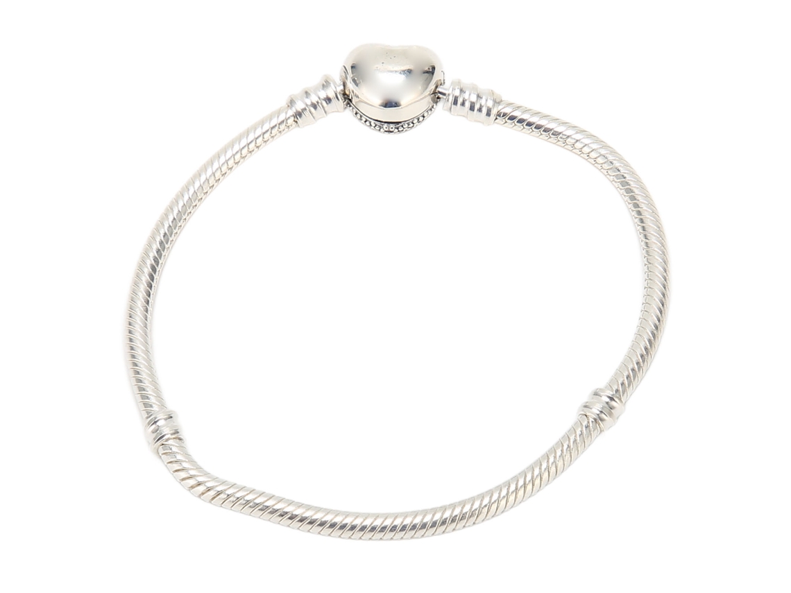 Pulseira Strass Forma Coração Brilhante Prata 925