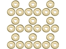Discos de plástico dourado em formato de coração, 50 unidades, 2,4 cm (0,94 pol.), para folhas individuais.