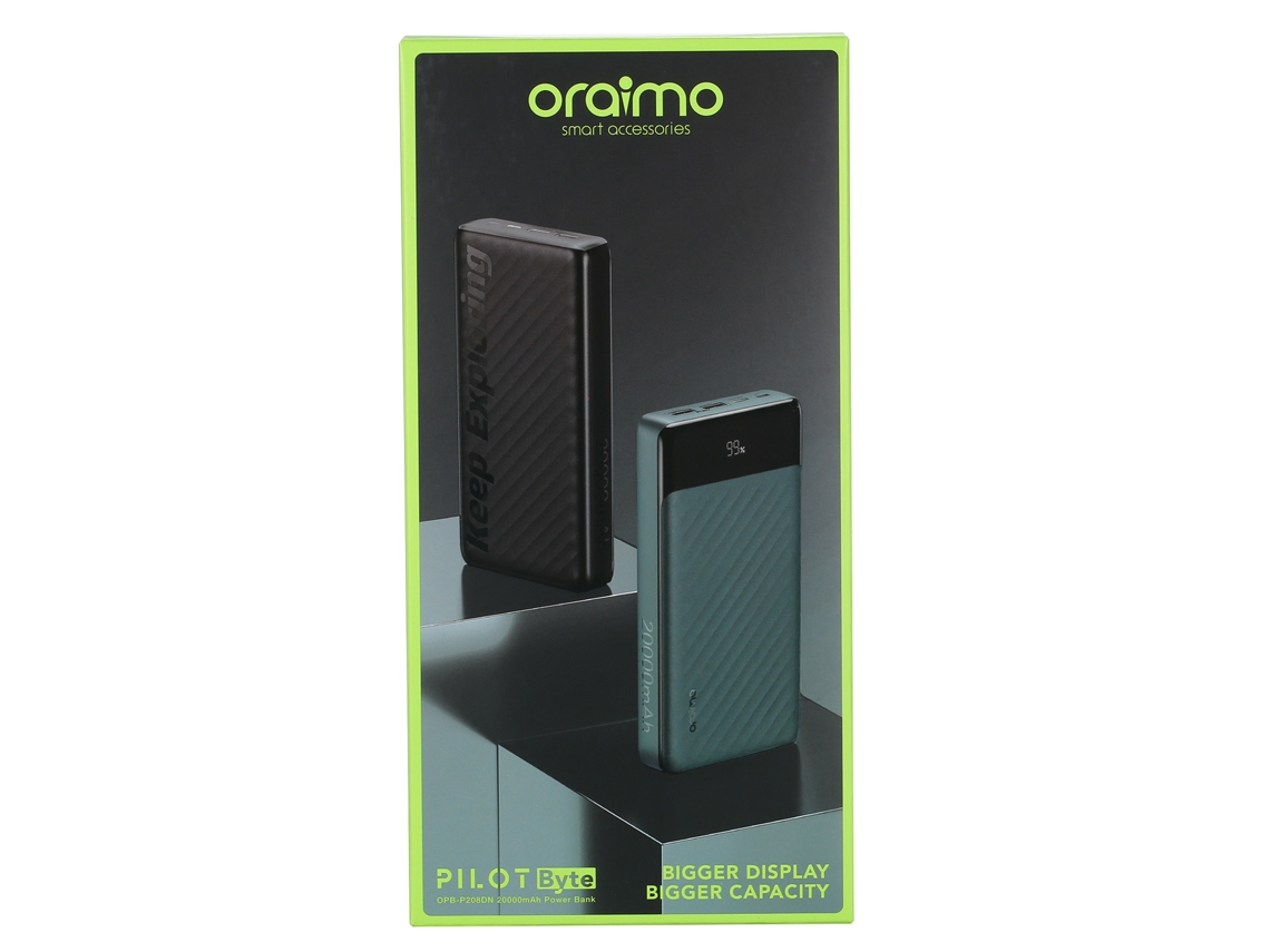 Batería Externa Oraimo Opb p208dn de 20000 Mah Con 2 Salidas Usb para Smartphones Y Tabletas.