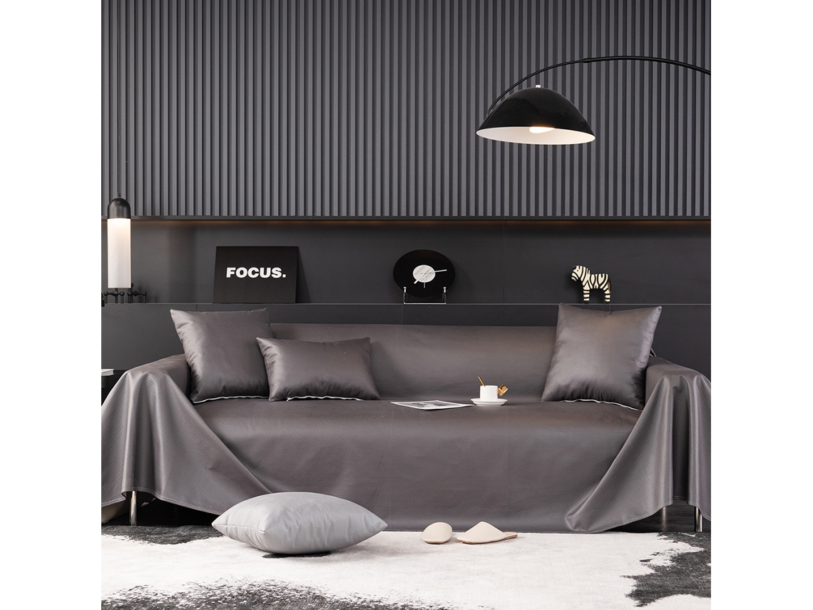 Protetor de Almofada de Sofá com Capa de Assento Antiderrapante Cinza Escuro-210X280Cm LUUCOZK