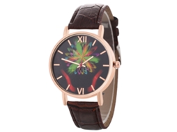 Reloj De Pulsera Casual Estudiante Cuero Pareja Simple Moda Cuarzo Marrón