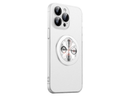 Capa Rígida De Pc Com Suporte E Mostrador Para Iphone 15 Pro, Cor Gradiente, Branca Fosca