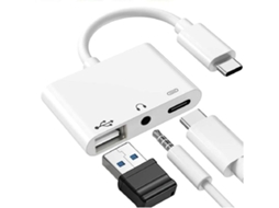 Adaptador Otg 3 Em 1 Halinuia Tipo-c Com Entrada 3,5mm Áudio, Compatível Ipad Pro E Celulares Tipo-c