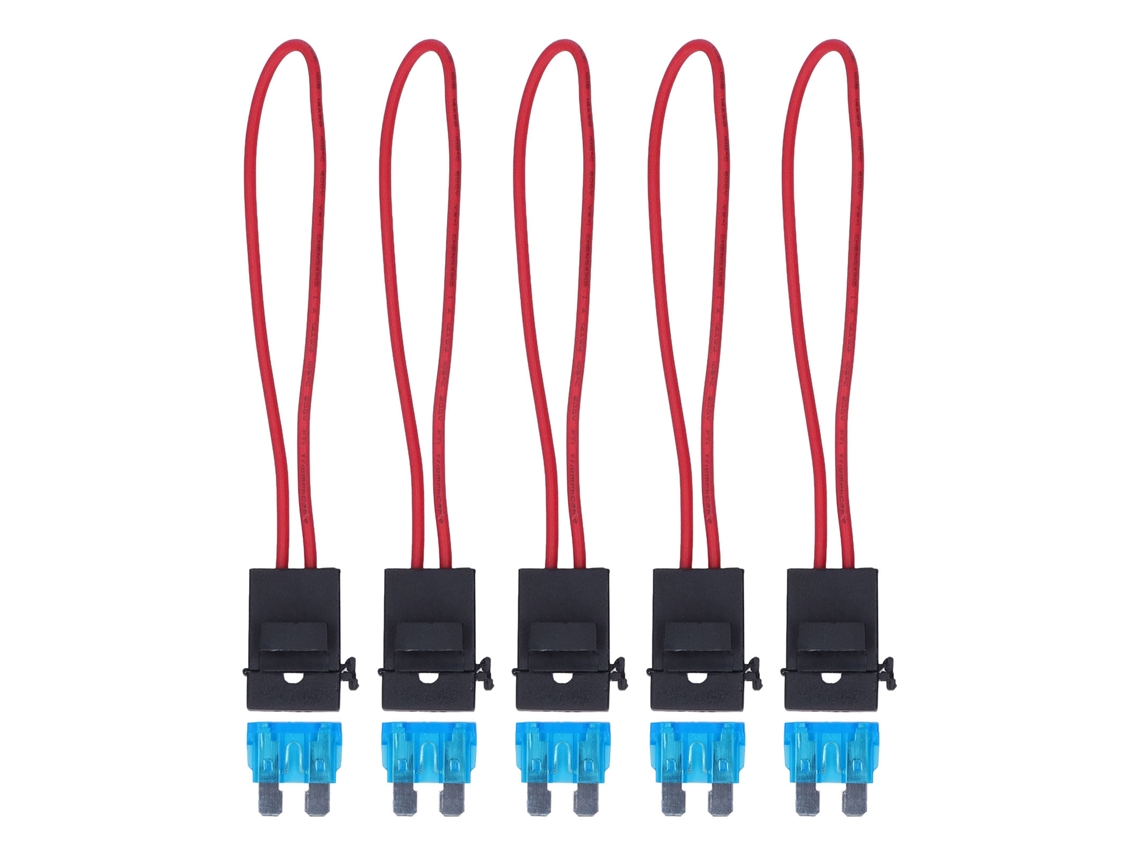 Conjunto de 5 Portafusibles de Hoja Automotriz Impermeable 14awg Con Fusibles 15a Y 30a Portafusible En Línea