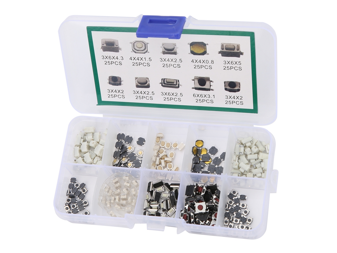 Kit 250 Interruptores Táteis Micro Diy Eletrônicos