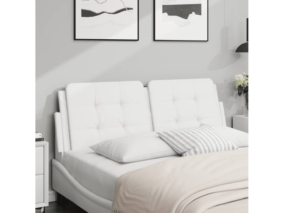 Vidaxl Almofadão De Cabeceira Zadar 120 Cm Couro Artificial Branco