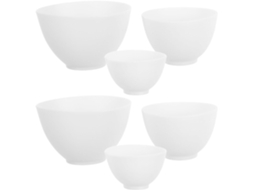 Conjunto De 6 Tigelas De Silicone Para Máscaras Faciais Caseiras, Brancas.
