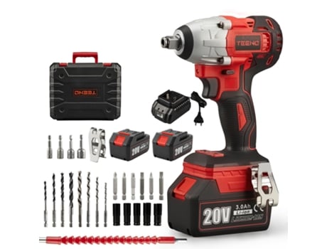 Chave De Impacto Sem Escova, 20v, 320nm, 2 Baterias De 3,0ah, 25 Acessórios Teeno