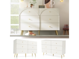 Cômoda Com Gaveta Cômoda Com 6 Gavetas, Aparador Branco Para O Quarto E Todas As Salas De Estar, Creme Branco -h85/l120/d40 Cm Cs