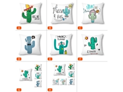 Capa de Almofada Cactus 20x20 Polegadas Algodão Linho | S/MARCA