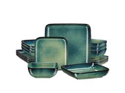 Conjunto De Jantar, Design Elegante, Construção Durável, Verde-16-peças