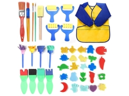 2026 set de 42 Piezas de Sellos de Esponja Con Pinceles para Manualidades Infantiles Diseños Aleatorios Multicolor