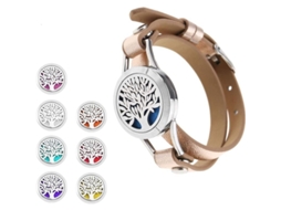 2026 pulsera com Locket de Aromaterapia Aço Inoxidável 316l Ajustável de Couro para Aliviar o Estresse