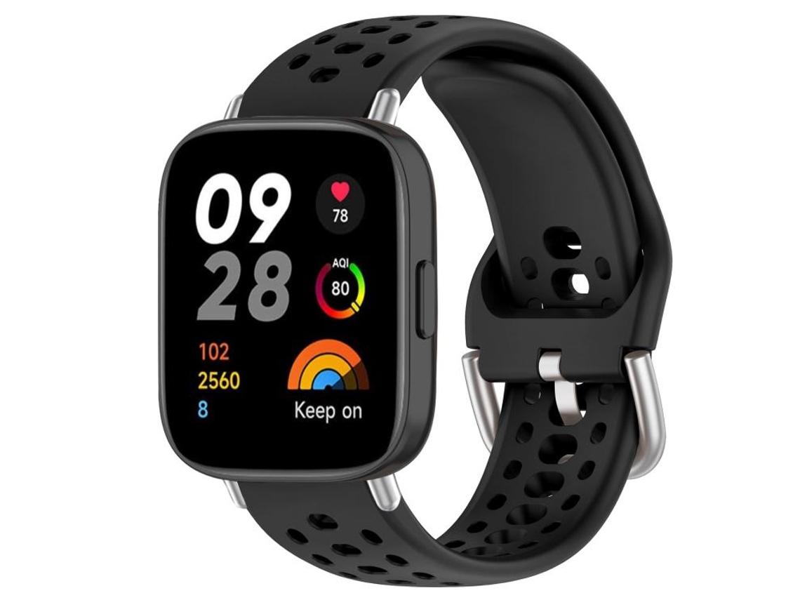 Bracelete para Redmi Watch 3 Esportivo Silicone com Fivela Prateada Preta XIAOMOYU