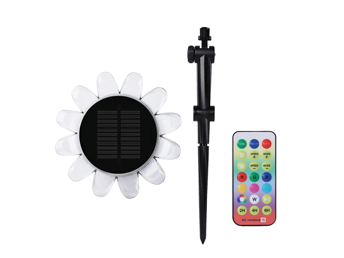 Rebe-luz De Jardim Solar Resistente À Água Led Girassol Colorido Para Exterior Com Controle Remoto E Suporte