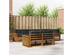 Vidaxl Conjunto De Sofás Para Exterior 7 Unid. Natural E Antracite