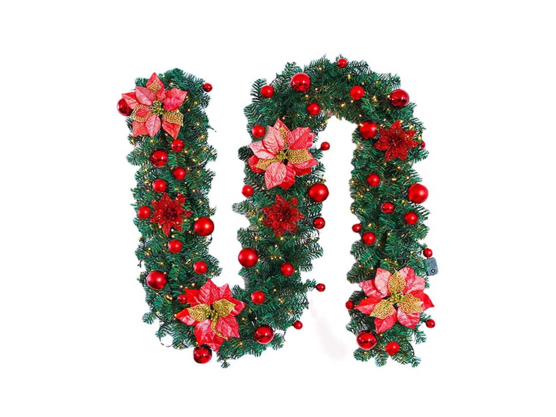 Vinha de Natal de 2,7m Coroa de Decoração Suspensa Vermelha LAXISCREED