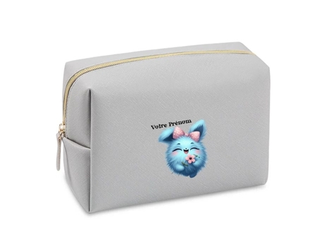 Necessaire Cinza Pelúcia E Ursinho Personalizado Taperso