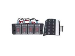 Painel De Interruptores Rocker 4 Gangs À Prova D'água 4 Led Vermelhos Dc12v 16a