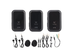 Microfone Lavalier Sem Fio, 2 Transmissores e 1 Receptor Uhf com Redução de Ruído, Especial para Transmissões Ao Vivo e Gravação EOOCOO