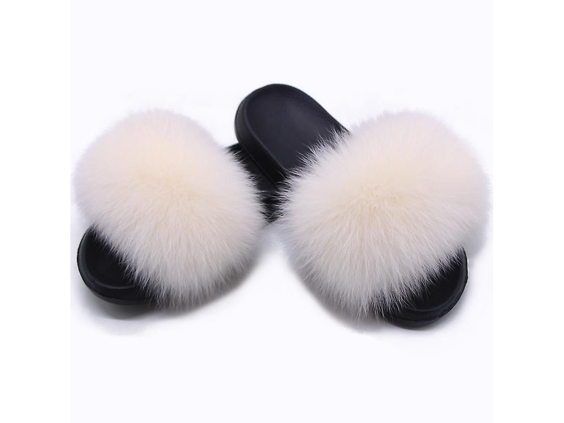 2026 zapatos de Pelo de Zorro para Mulheres Chinelos Abertos Confortáveis com Solas Antiderrapantes Interior e Exterior