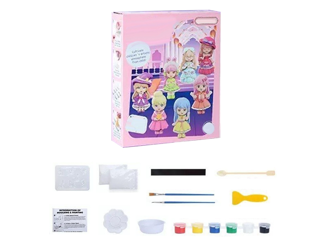 Walshlxq muñeca de Pintura de Yeso para Niños Manual Diy Escultura de Dibujos Animados Moldes Pigmentos Juguete Estilo Niña Bonita