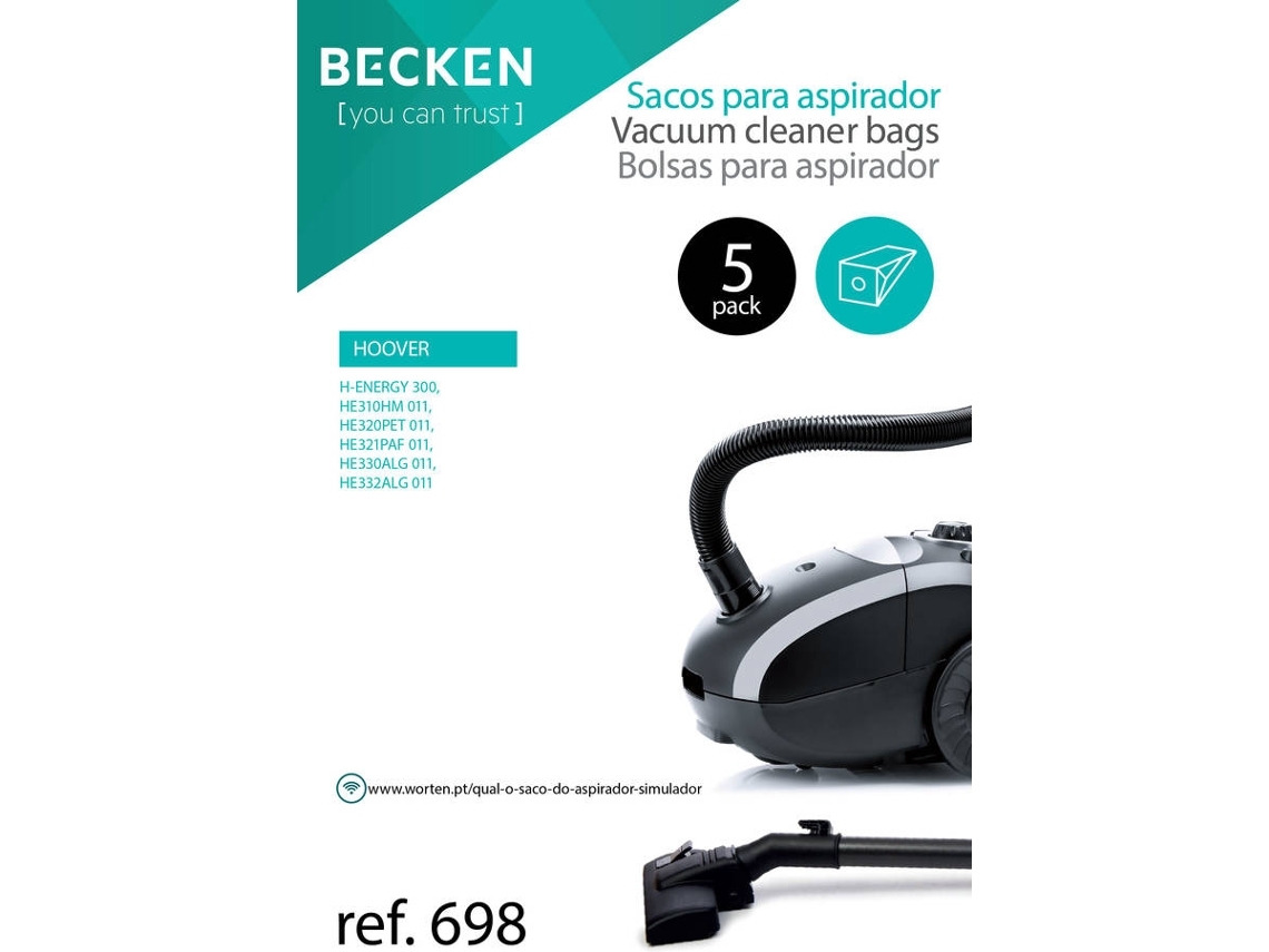 5 Sacos de Aspirador BECKEN REF 698 (Outlet Caixa Aberta)