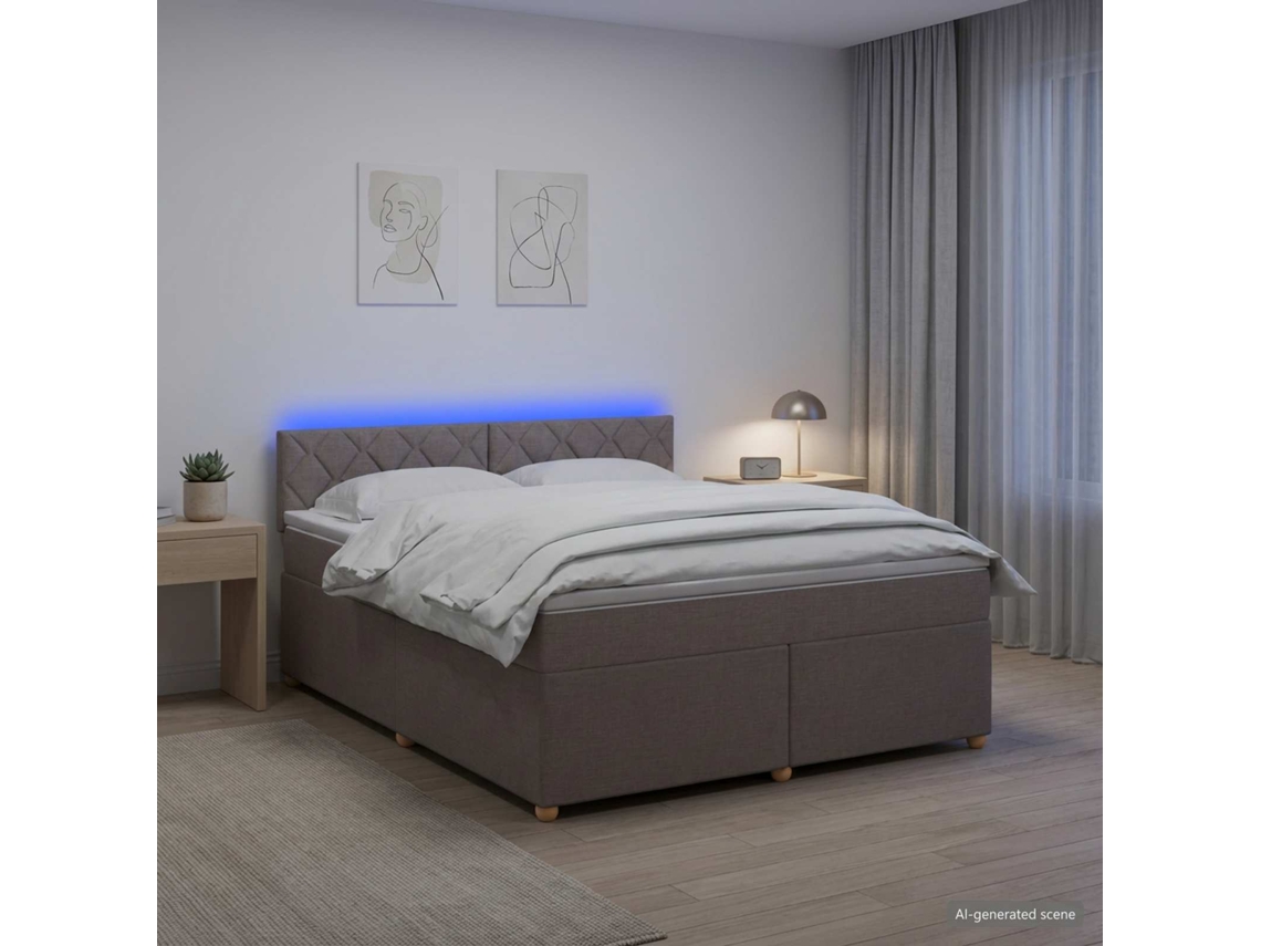 Vidaxl Cama Box Spring Com Colchão Cinzento-acastanhado 160 X 200 Cm