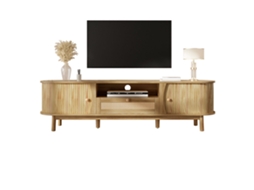 Rack Rattan com Portas Madeira Maciça Estilo Campestre e Armazenamento