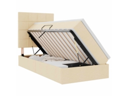 SYFAX™ Cama de Armazenamento Led com Colchão Creme 100 X 200 Cm Tecido