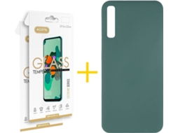 Kit Capa e 2 Películas Samsung Galaxy A50s ACCETEL Silicone Líquido (Verde)